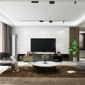 Elegant Modern Dining Living Room Interior With Wooden Cabinets Dining Table Chairs And Pendant Light