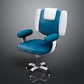 Stylish Blue And White Leisure Chair With Armrests And Wheeled Base