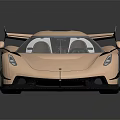 Sleek Rose Gold Sports Car With Rear Wing And Carbon Fiber Design Elements