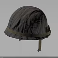 Military Style Combat Helmet With Pastel Purple Gray Camo And Beige Strap Ammo Clips