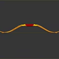 Traditional Yellow And Red Curved Bow As Decorative Archery Weapon Design