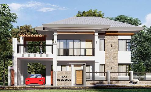 Modern single-family villa homestay self-built 3d model