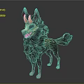 Mythical Red Horned Wolf Creature With Fluffy Black Fur And Golden Details