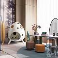 Modern Casual Sofa Combination Eggshell Sofa Table and Chair Combination 3d model
