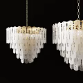 Modern White Transparent Sheet Like Chandelier With Metallic Frame Hanging Design