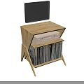 Wooden Shelf With Headphone Speaker System CD Storage And Display Screen