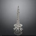 Detailed White Eiffel Tower Architectural Model With Intricate Structure And Base