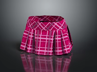 Fashionable Pink Plaid Pleated Skirt With Classic Check Pattern For Women 3d model