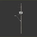 Detailed Outdoor Utility Pole With Crossarms Insulators Lamp And Wires