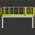 Industrial Metal Platform Structure With Yellow Railings Green Platform Curved Design And Ladder