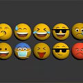 Decorative Emoji Ornament Set Featuring Various Expressions Yellow And Red For Home Decor