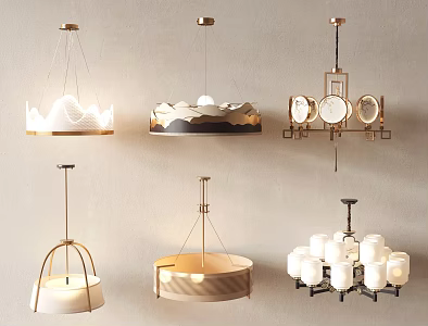 New Chinese Chandelier Decorative Chandelier Multi-head Chandelier Living Room Lamp Dining Room Lamp 3d model