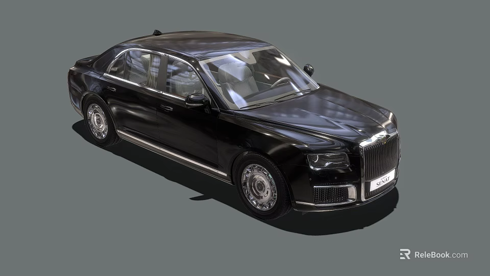 Black Luxury Sedan with Sleek Body Lines Chrome Accents and Premium Wheels 3d model 