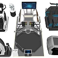 Advanced Industrial Equipment Featuring Robotic Arms Control Consoles And Head Mounted Displays