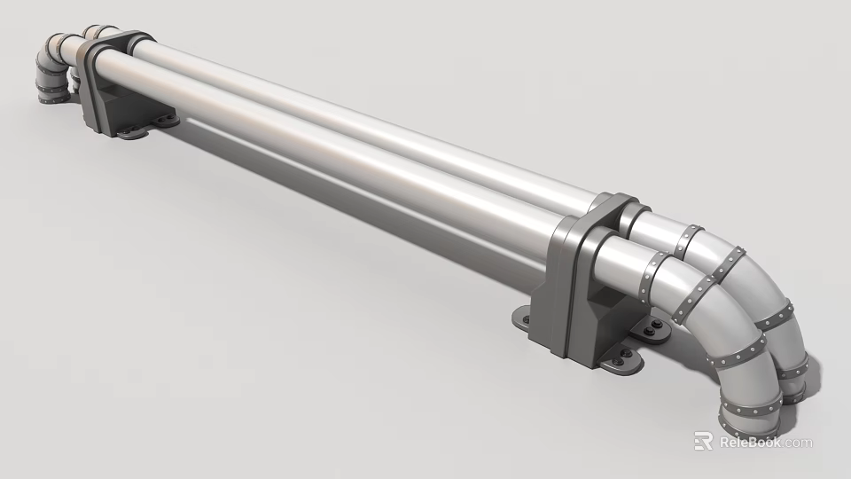 Industrial Equipment Stainless Steel Pipes With Connecting Flanges And Durable Structure 3d model 