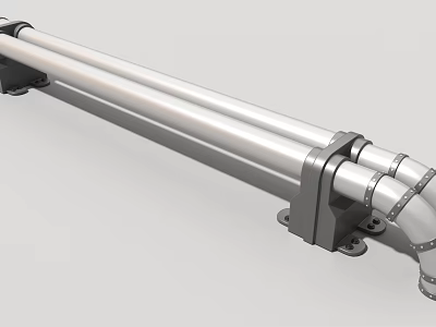 Industrial Equipment Stainless Steel Pipes With Connecting Flanges And Durable Structure 3d model