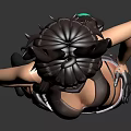 Stylish Anime Female Character With Green Rabbit Ears Black Outfit Tattoo Standing Pose