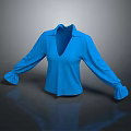 Blue V Neck Long Sleeve Shirt With Bell Sleeves Sleek Design Elegant Style