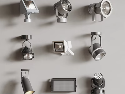 Various Modern Spotlights In Different Styles For Home And Office Lighting 3d model