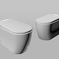 Two White Modern Toilets With Sleek Design And Clean Lines 3d model
