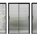 Various Design Sliding Doors With Frosted Textured Patterned Glass And Black Frames