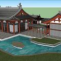 Ancient Architecture Classic Roof Design With Wooden Structure And Courtyard View