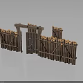 Wooden Fence Gate Scene Component With Crossed Planks And Frame