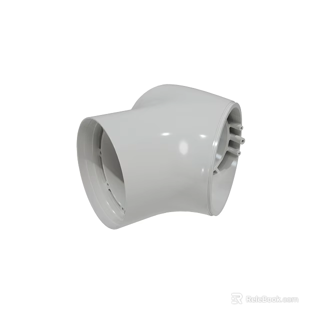 Durable White Curved Plastic Pipe Fitting Connector for Plumbing Systems 3d model 