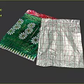 Food Packaging Bags Featuring Green White Daisy Patterns And Silver Exterior