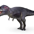 Low Poly T-Rex Dinosaur Model Gray Body Red Head Open Mouth Sharp Teeth