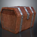 Antique Wooden Chest With Metal Straps And Decorative Buckle Details