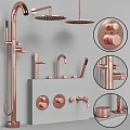 Modern Bathroom Faucet With Shower Head Control Knobs And Metal Fixtures 3d model