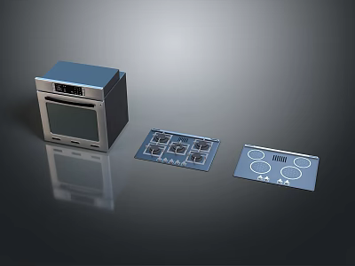 Modern Blue Kitchen Appliance With Control Panels And Digital 3d model