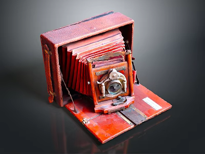 Vintage Red Folding Camera Classic Electronic Appliance With Retro Design 3d model