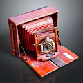 Vintage Red Folding Camera Classic Electronic Appliance With Retro Design
