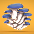 Vibrant Blue Oyster Mushrooms Cluster on Bright Yellow Background Fresh Vegetable