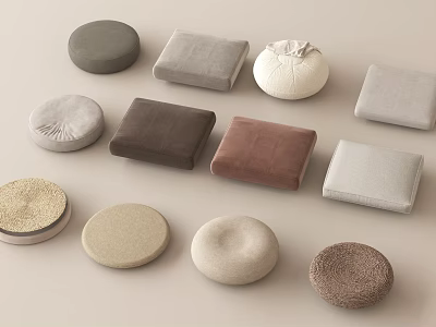 Various Colored Round And Square Cushions With Soft Textures For Home Decor 3d model