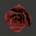 Beautiful Red Rose Plant With Green Stem And Fresh Leaves Against Gray Background