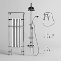 Stylish Modern Chrome Bathroom Faucet Set with Showerhead Radiator and Fittings