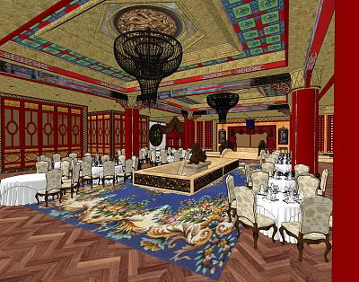 New Chinese Restaurant Ballroom 3d model New Chinese Restaurant Ballroom 3d model