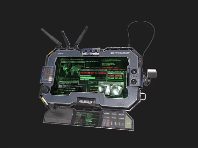 Tactical Field Computer With Green Display Screen Control Panel And Antennas 3d model