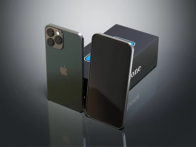 Latest Digital Smartphone With Rear Camera Module And Original Packaging Box 3d model