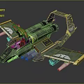 Green Futuristic Military Aircraft 3D Model With Detailed Wings Cockpit And Missiles