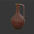 Rustic Red Terracotta Pitcher With Long Handle And Textured Surface On Dark Background 3d model