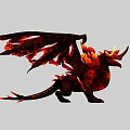Fiery Red Dragon Game Character With Horns And Lava Inspired Wings