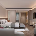 Elegant Modern Hotel Room Interior With King Bed Crisp Linens And Herringbone Wooden Flooring