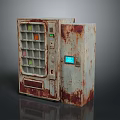 Vintage Rusted Vending Machine With Glass Door Compartments And Blue Screen