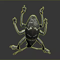 Black And White Spotted Beetle With Long Legs On Dark Reflective Background 3d model