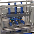 Industrial Equipment With Metal Frames Blue Components And Automated Production Line