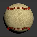 High Quality Beige Baseball With Red Stitching On Dark Smooth Surface And Reflection 3d model